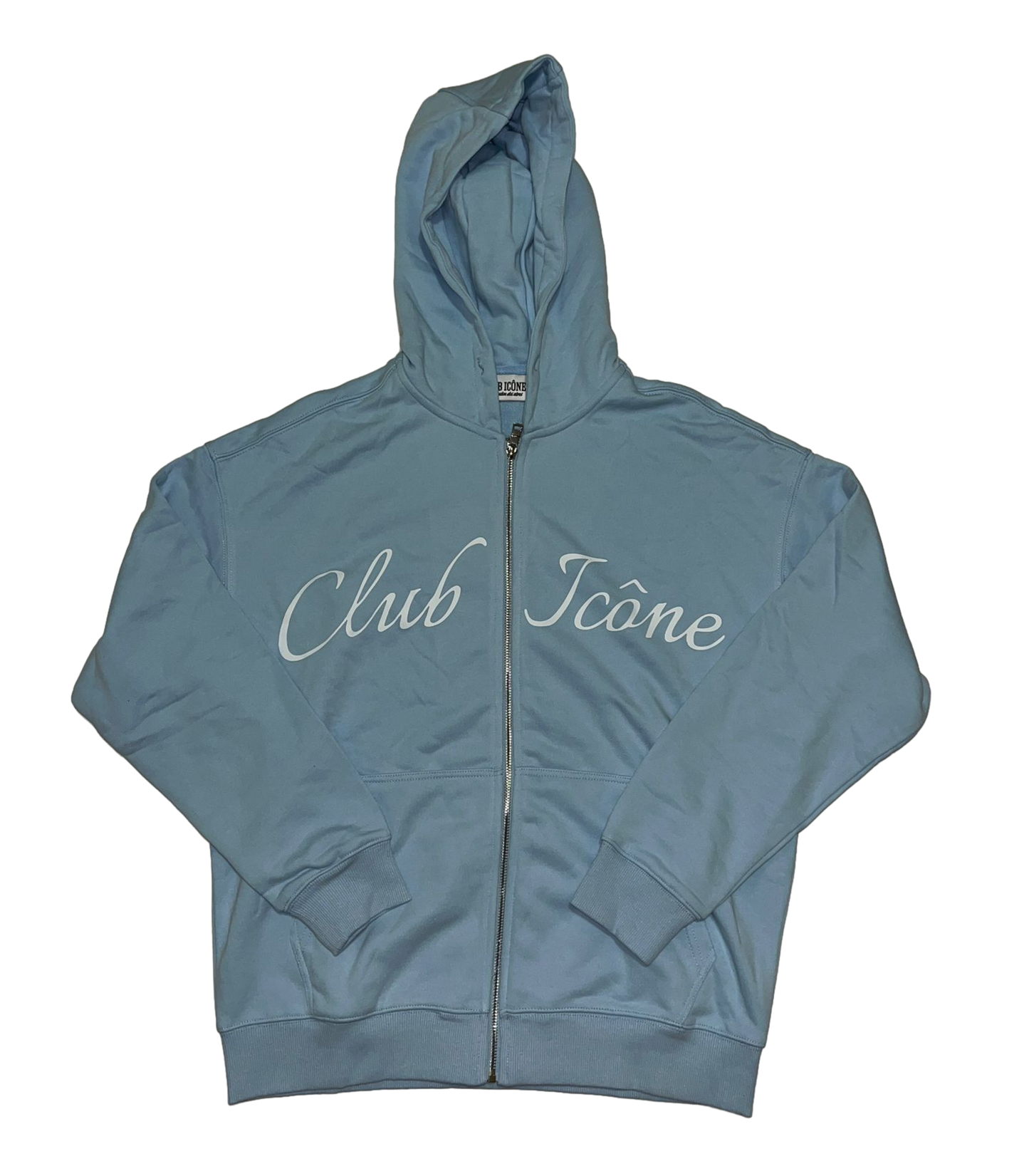 CLUB ICÔNE - BABY BLUE TRACKSUIT - ZIP-UP HOODIE + FLARED SWEATPANTS