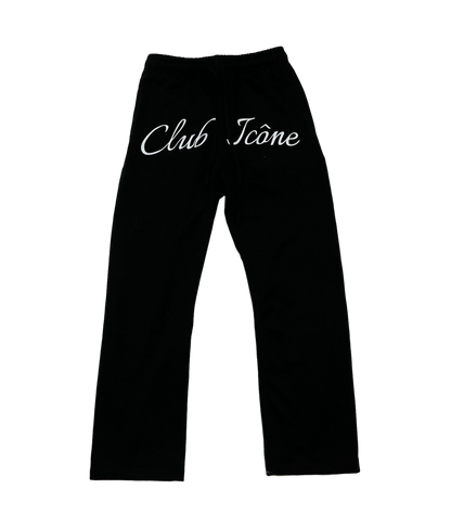 CLUB ICÔNE - BLACK TRACKSUIT - ZIP-UP HOODIE + FLARED SWEATPANTS